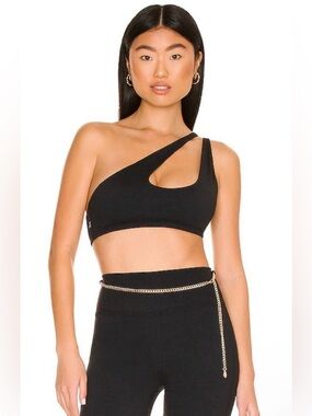 WeWoreWhat Black One Shoulder Bra Top